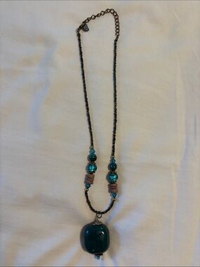 belk Teal Beaded Pendant Necklace